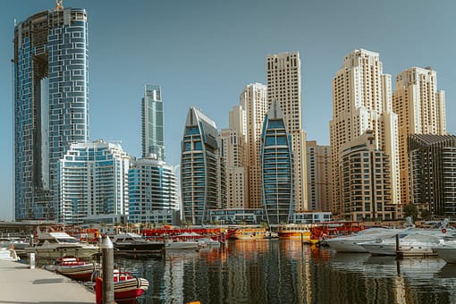 pexels photo 4471199 Panoramic view of Dubai Marina showing iconic skyscrapers and yachts
